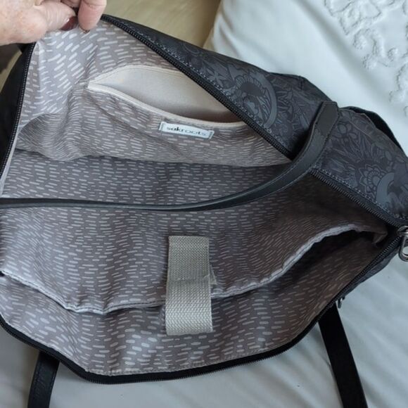 Sakroots Large Travel/Laptop Tote Gray/Black Floral Pattern NWOT - Picture 9 of 12